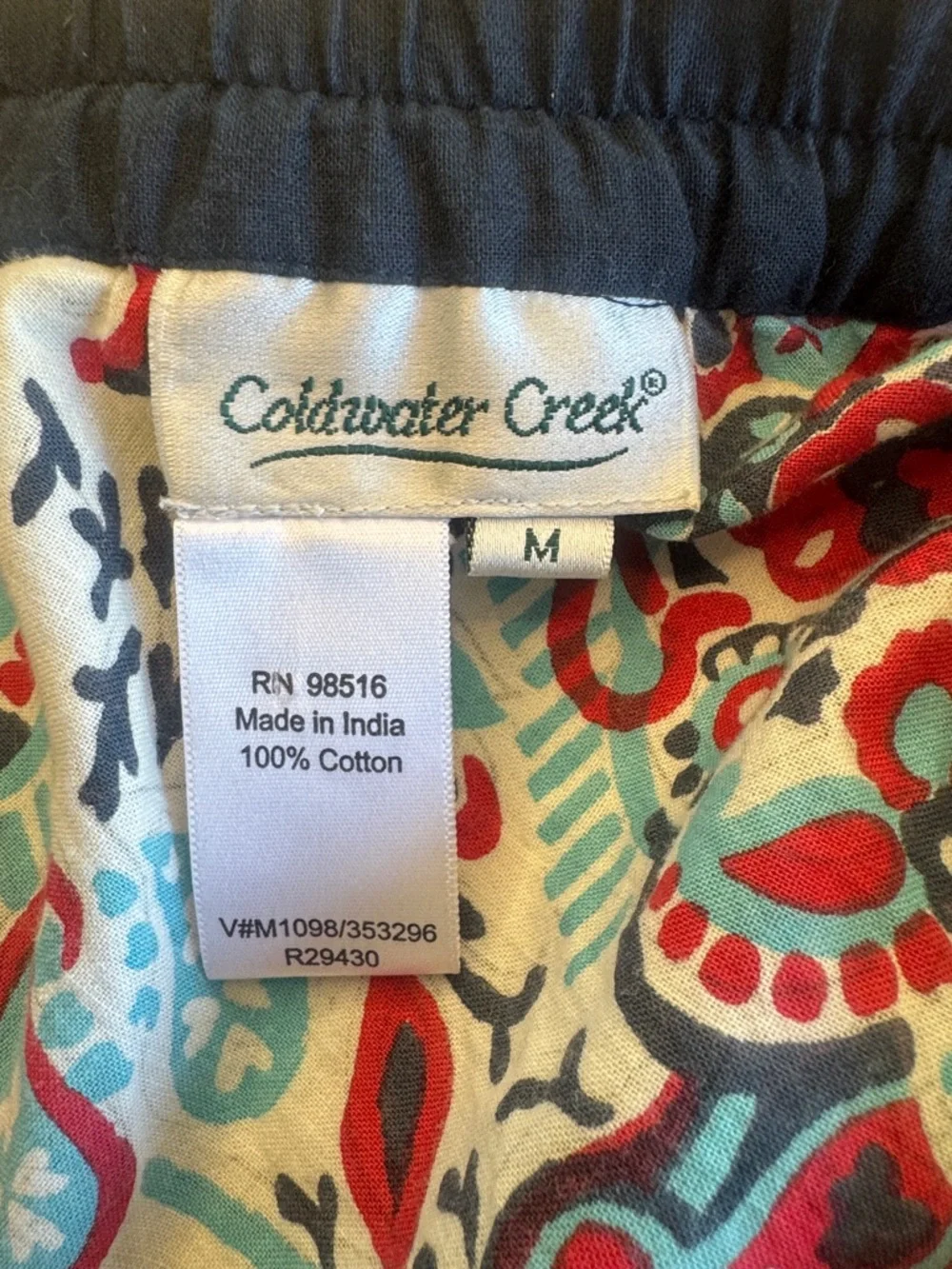 Coldwater Creek blue red  bohemian paisley maxi skirt M